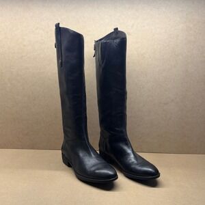 Sam Edelman Penny Riding Boots Womens 8W‎ Black Leather Tall Equestrian Classic